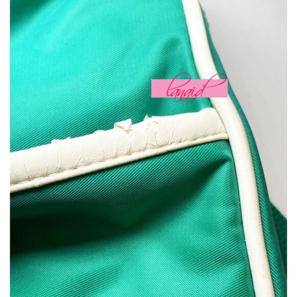 VINTAGE Puma Shoulder Bag Crossbody Green Ivory Bookbag Gym Weekend Zip Tote - Picture 4 of 15